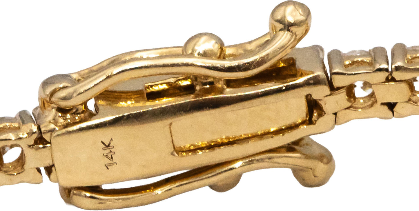 14k Yellow Gold VS Round Diamond Tennis Bracelet 2.95CT