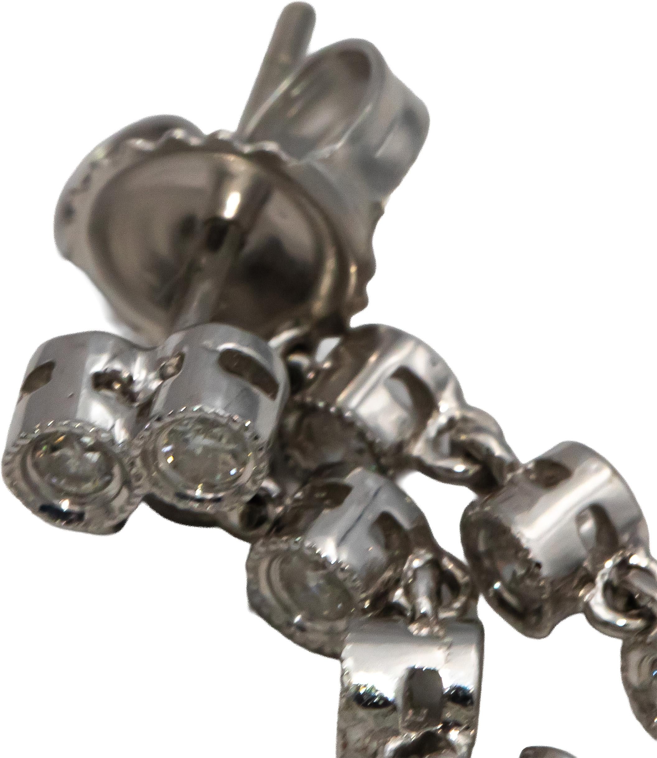 18k White Gold Round Diamond Drop Dangle Earrings 1.46CT