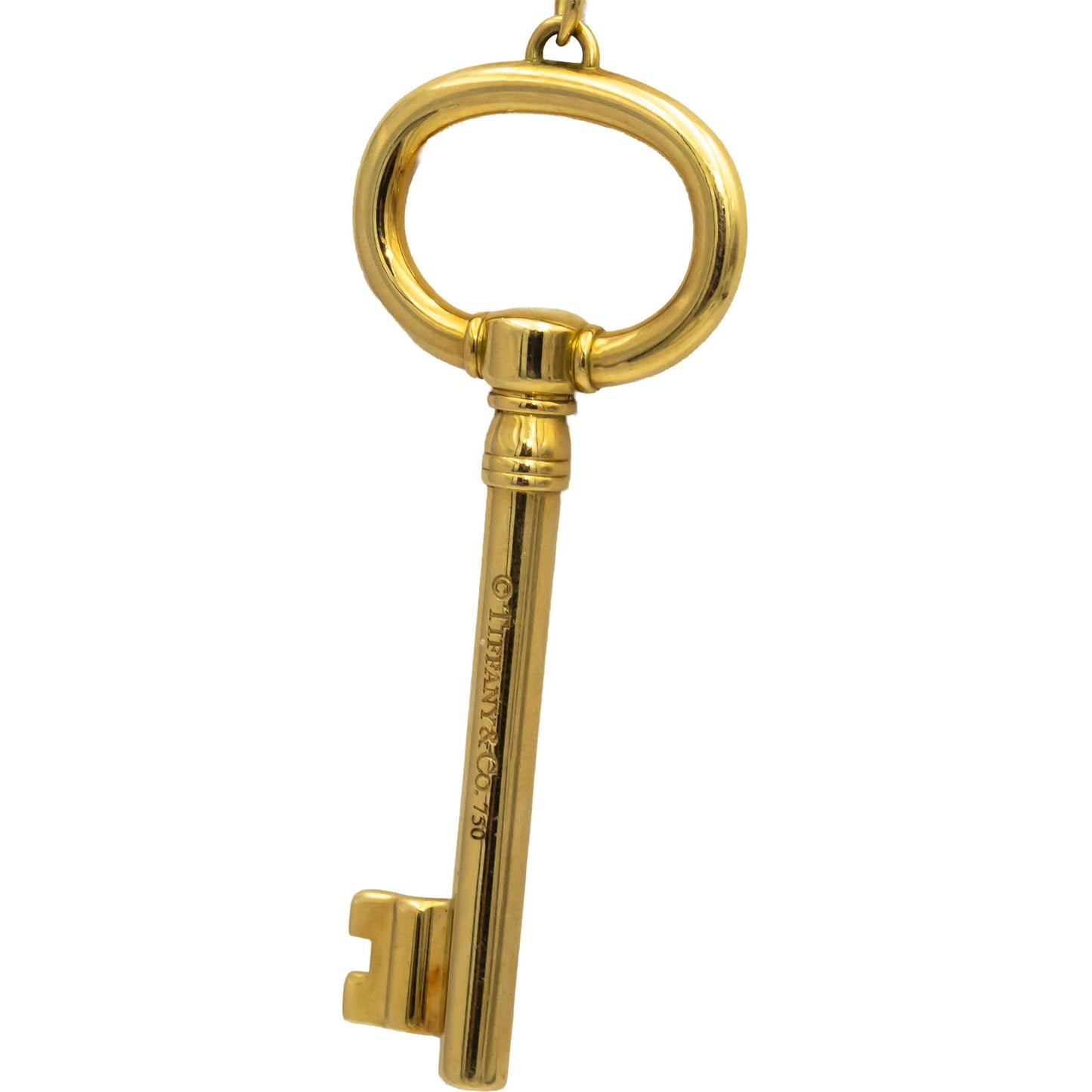 TIFFANY & CO. 18k Yellow Gold Oval Key Pendant Necklace