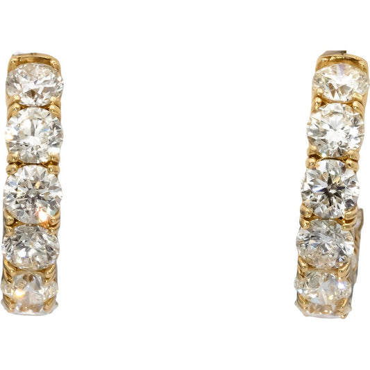 14k Yellow Gold Round Diamond Inside Out Hoop Earrings 6.80CT
