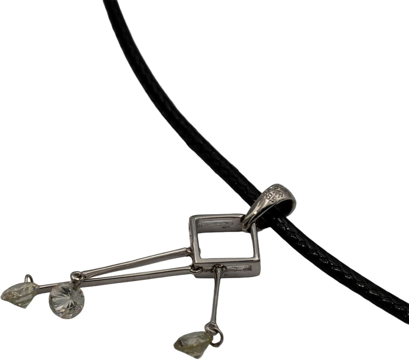 14k White Gold Round Diamond Dangle Pendant Necklace 0.55CT