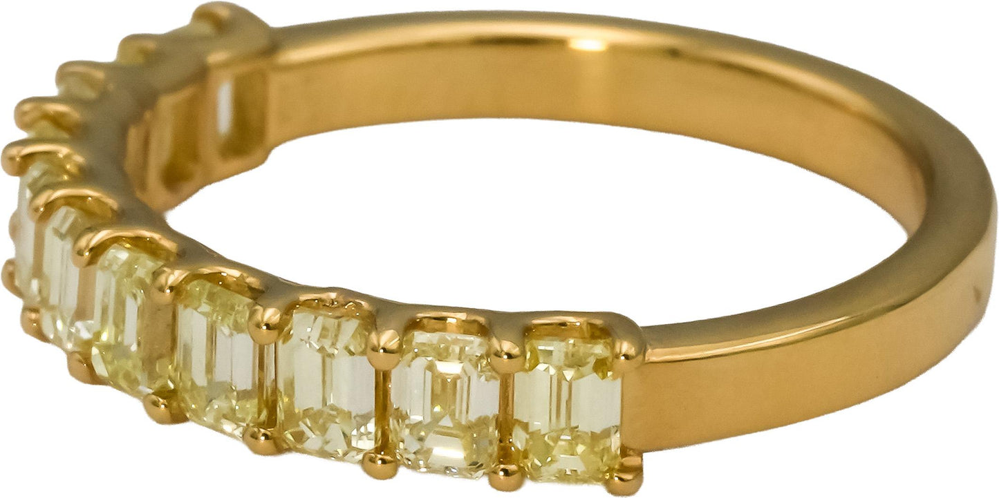 14k Yellow Gold VS Light Yellow Emerald Cut Diamond Band Ring 1.56CT Size 7