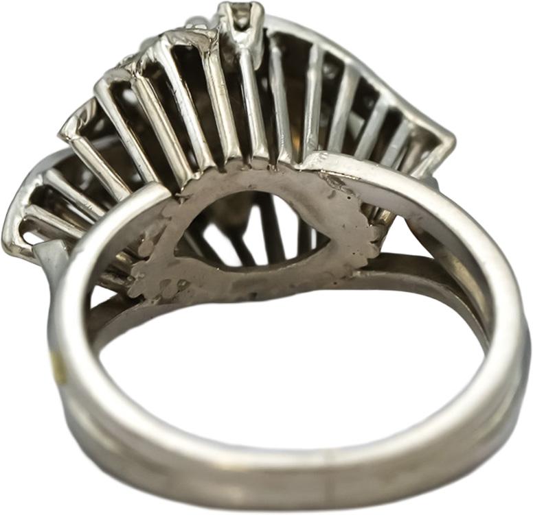 Vintage Antique 14k White Gold Diamond Cocktail Ring 0.38CT Size 5