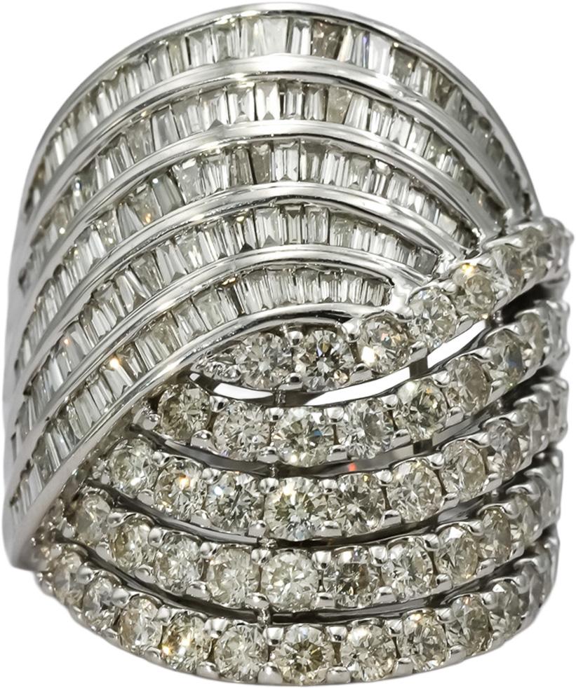 10k White Gold VS Diamond Multi-Row Bypass Ring 5.0CT Size 7.75