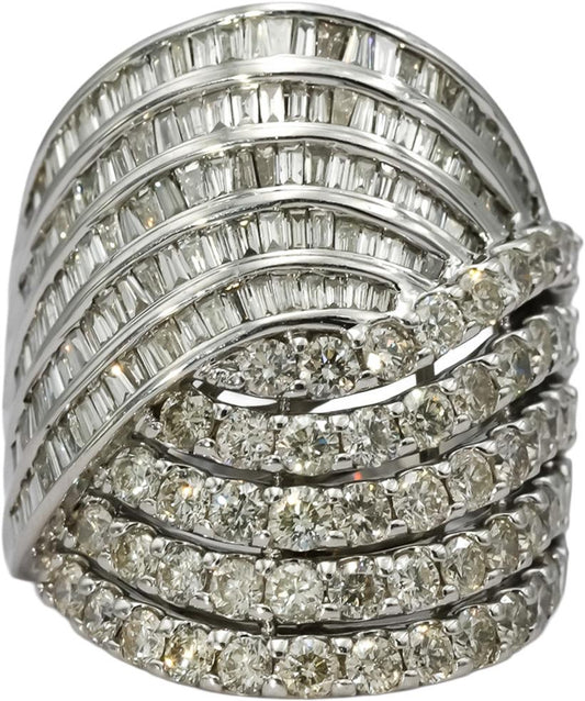 10k White Gold VS Diamond Multi-Row Bypass Ring 5.0CT Size 7.75