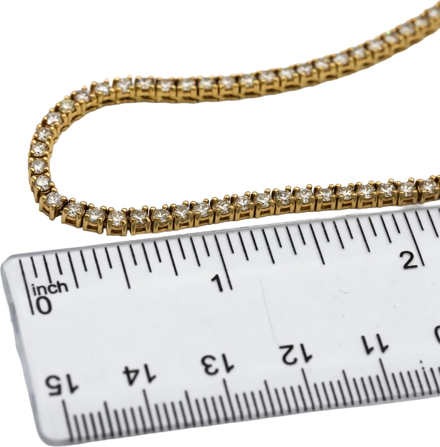 14k Yellow Gold Round Diamond Tennis Necklace 11.31CT