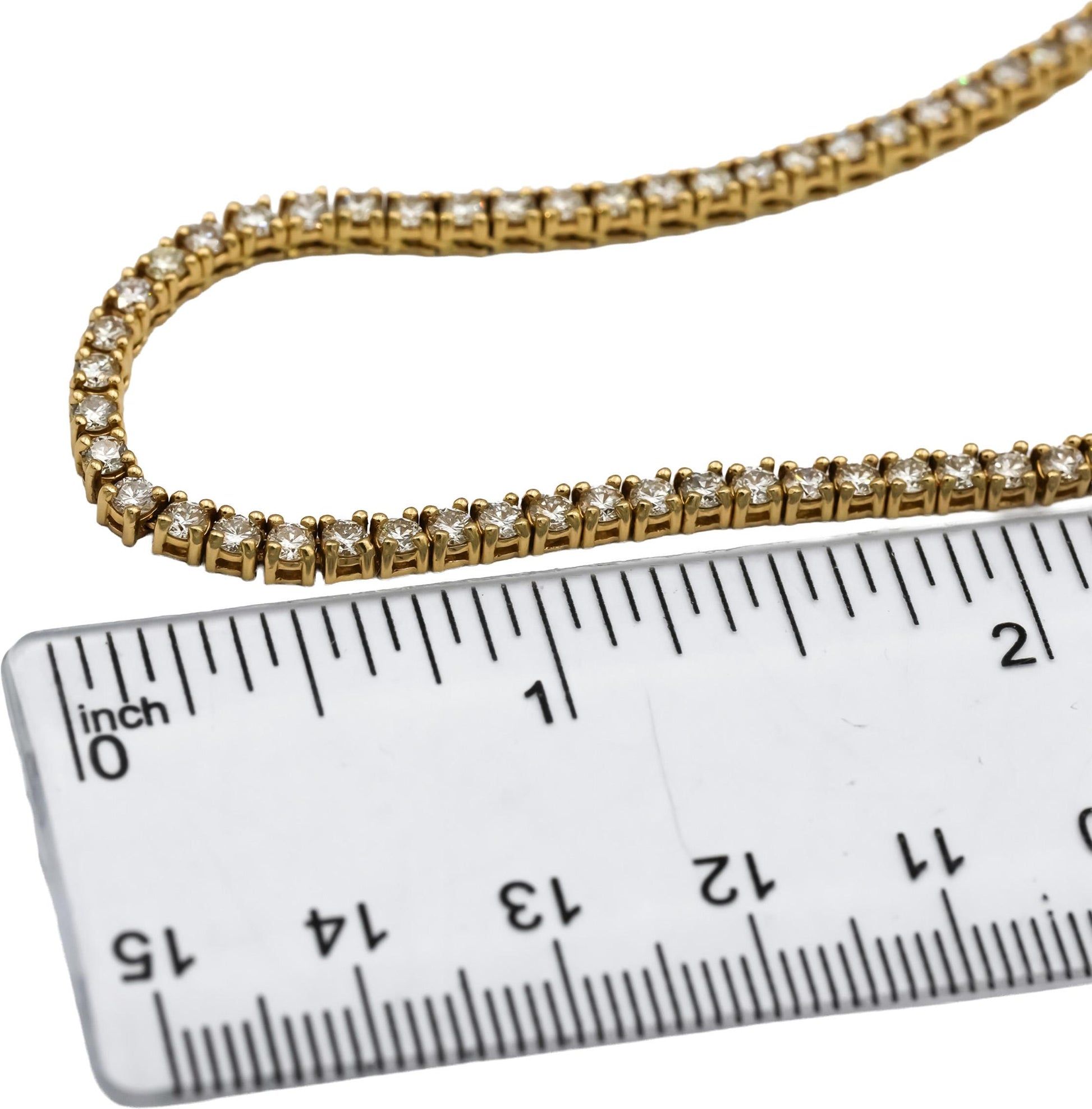 14k Yellow Gold Round Diamond Tennis Necklace 11.31CT