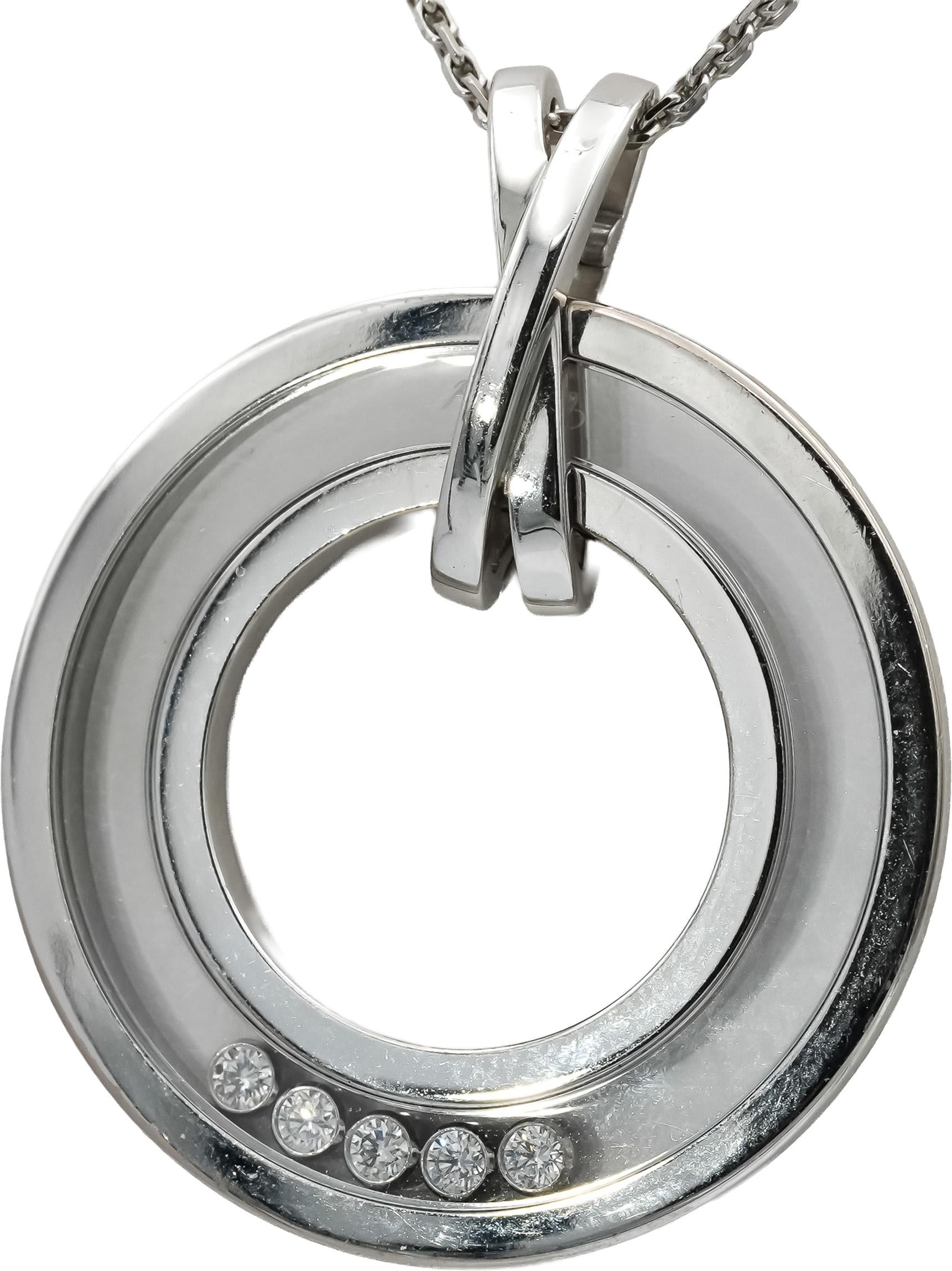 CHOPARD 18k White Gold Happy Diamond Floating Diamond Pendant Necklace