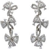18k White Gold VS Round & Trillion Cut Diamond Drop Dangle Earrings 4.0CT