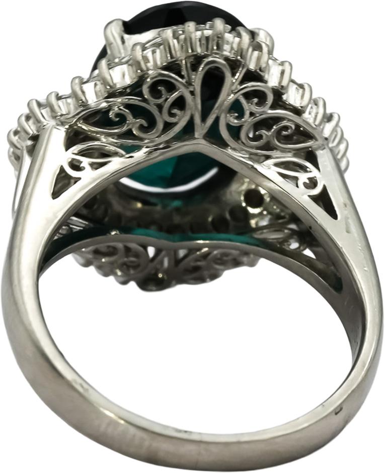 Platinum Diamond and Tourmaline Cocktail Ring 6.87CT Size 7.5