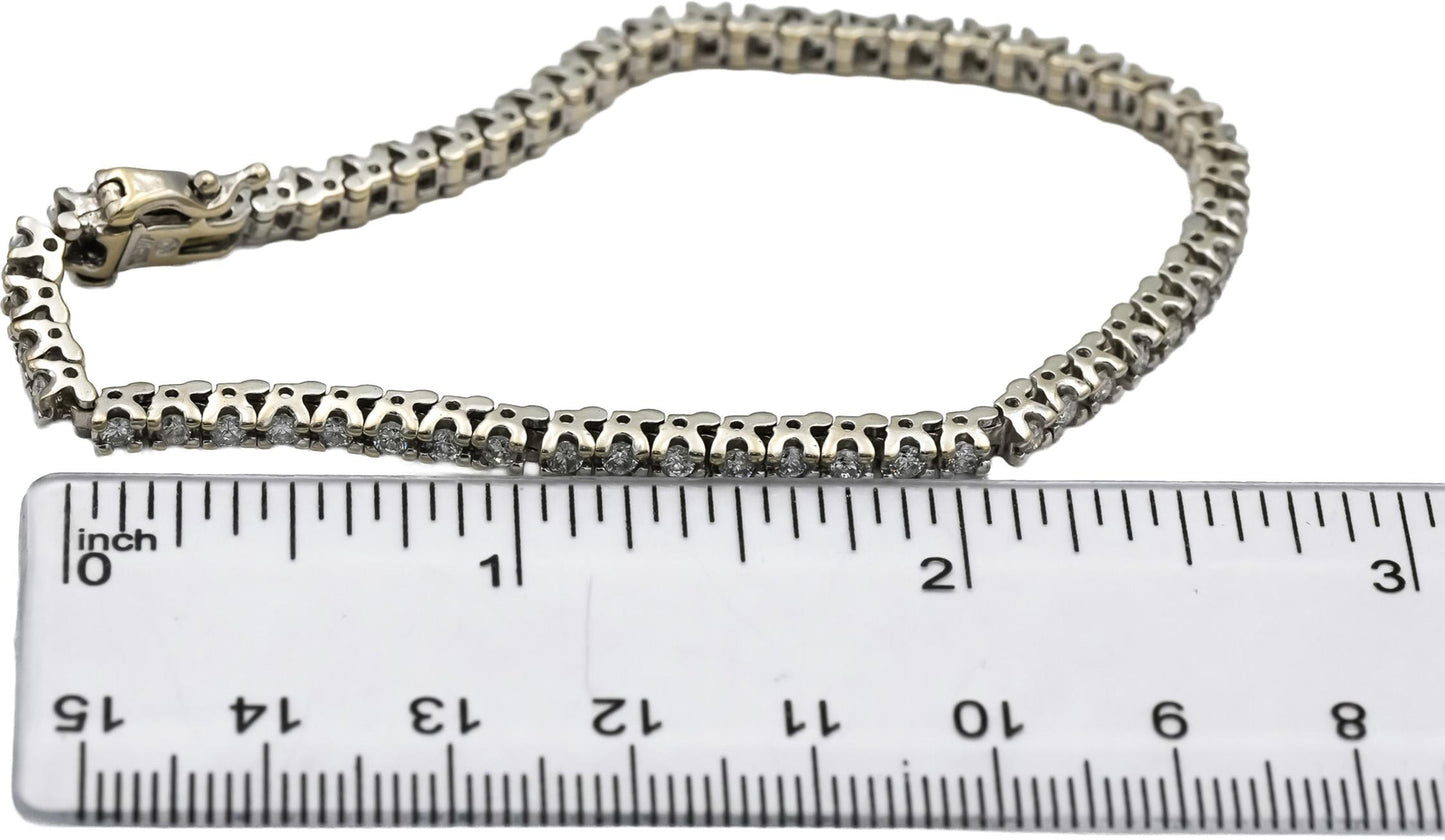 14k White Gold Round Diamond Tennis Bracelet 2.10CT