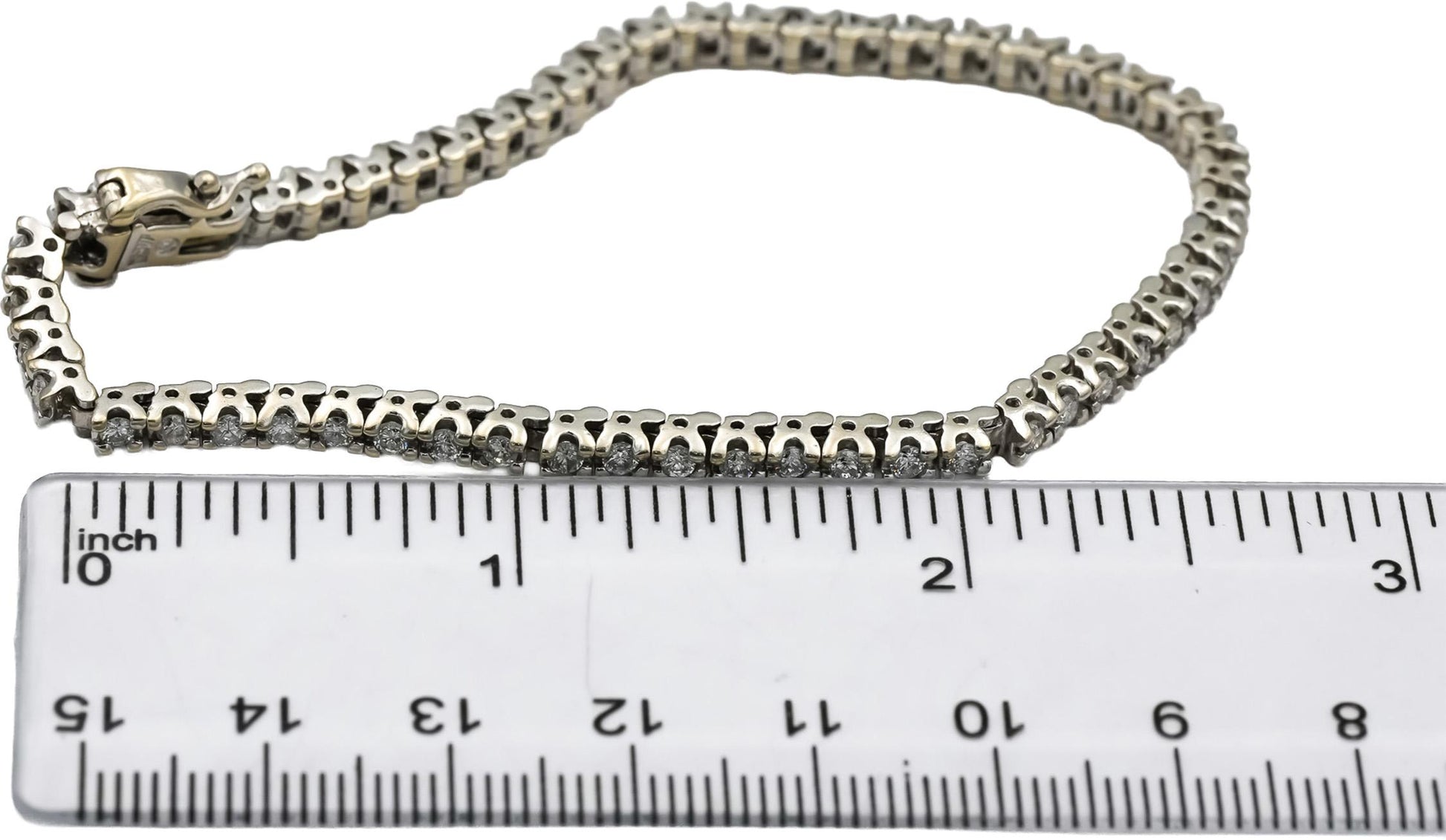 14k White Gold Round Diamond Tennis Bracelet 2.10CT