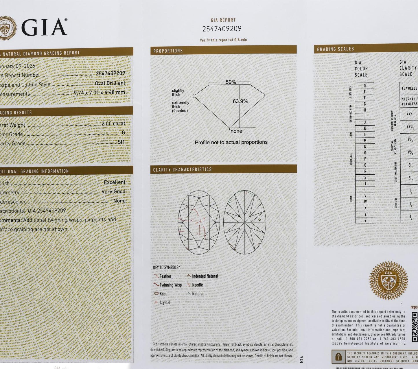 GIA Certified SI1/G Oval Brilliant Cut Diamond Loose Stone 2.0CT