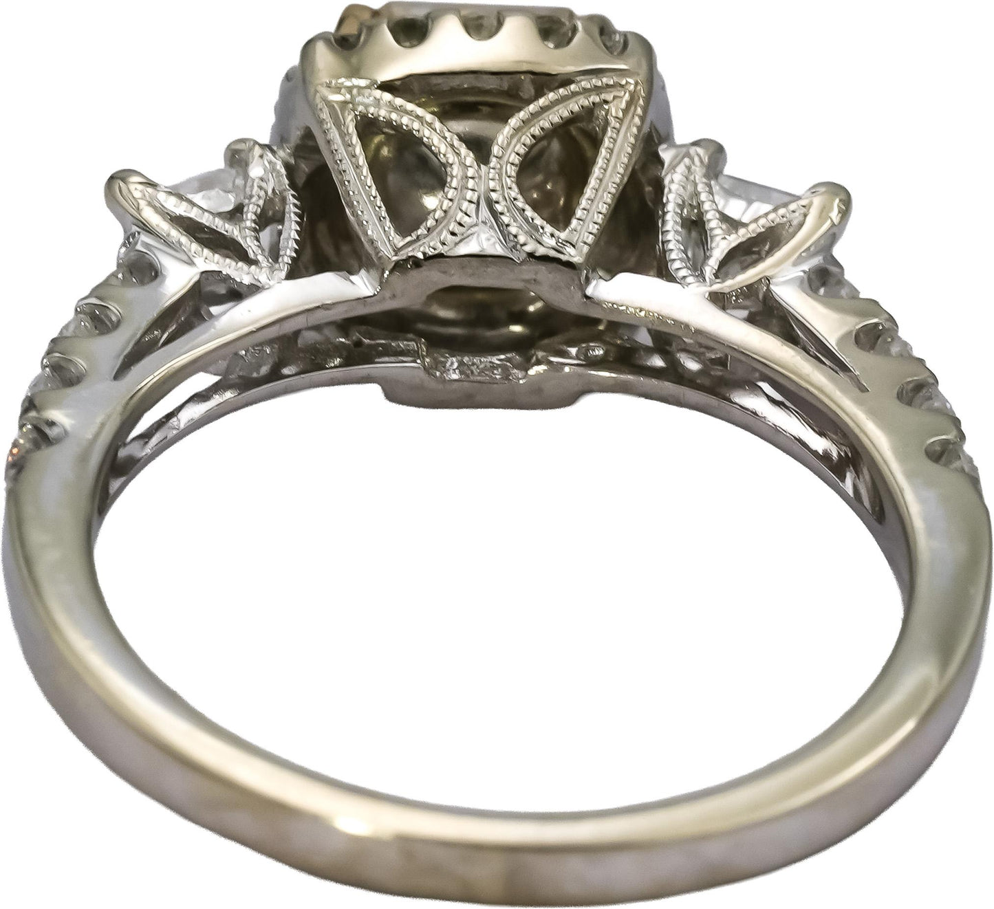 18k White Gold VS Light Yellow & White Diamond Engagement Ring 1.64CT Size 6.5