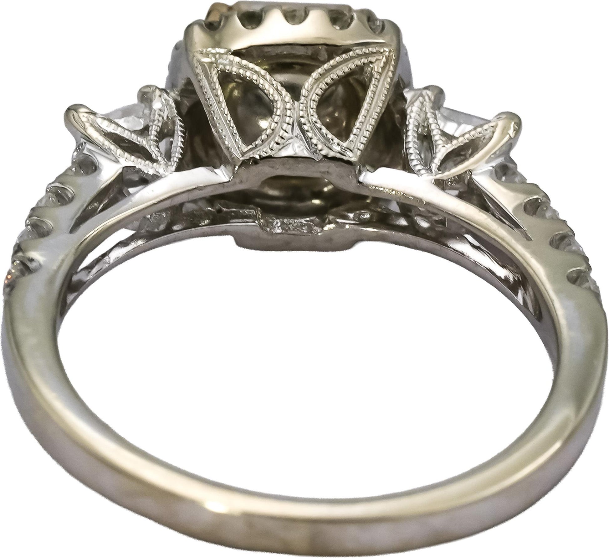 18k White Gold VS Light Yellow & White Diamond Engagement Ring 1.64CT Size 6.5