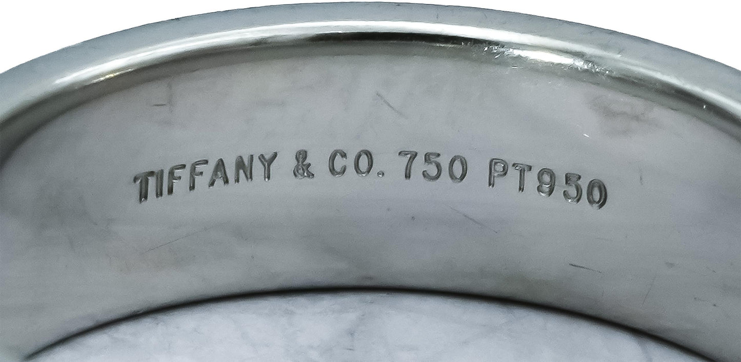 TIFFANY & CO. Platinum & 18k Gold 5.7mm Wide Ribbed Band Ring Size 6.25