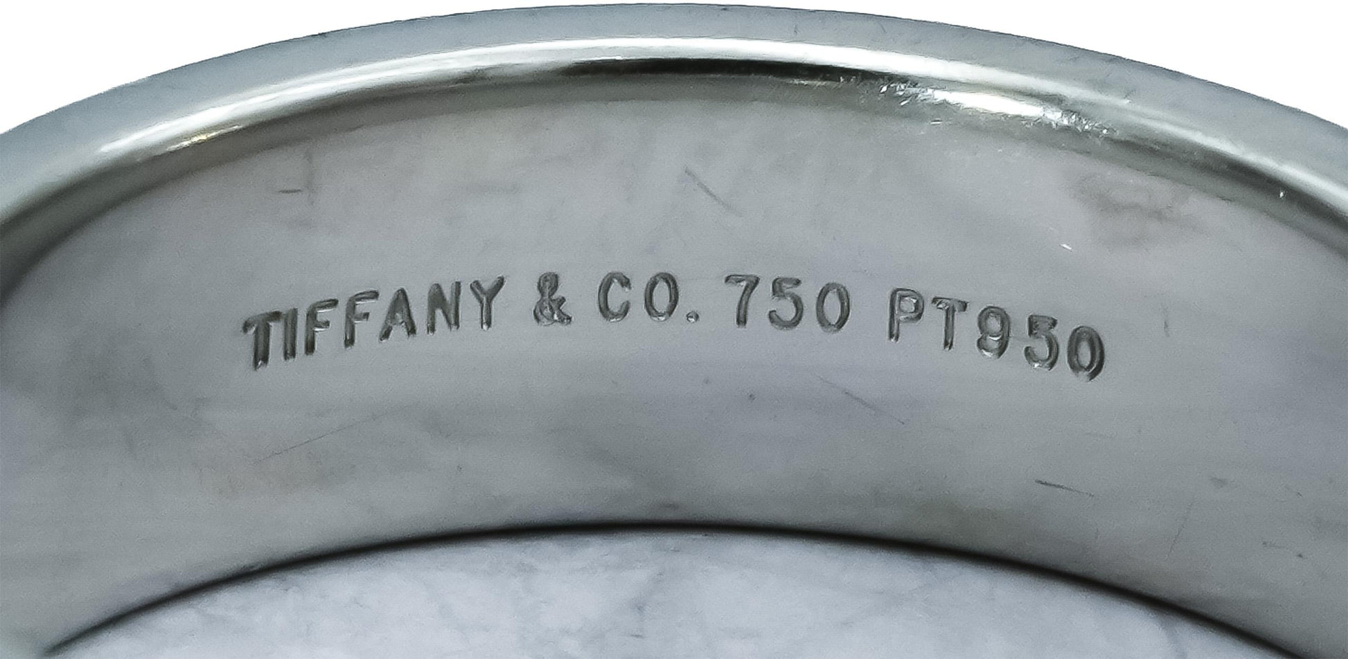 TIFFANY & CO. Platinum & 18k Gold 5.7mm Wide Ribbed Band Ring Size 6.25