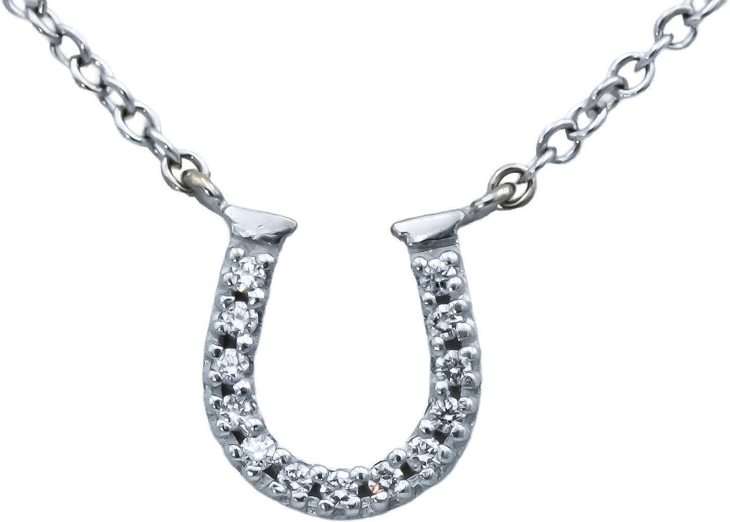 TIFFANY & CO. 18k White Gold VS Diamond Mini Horseshoe Pendant Necklace 0.08CT