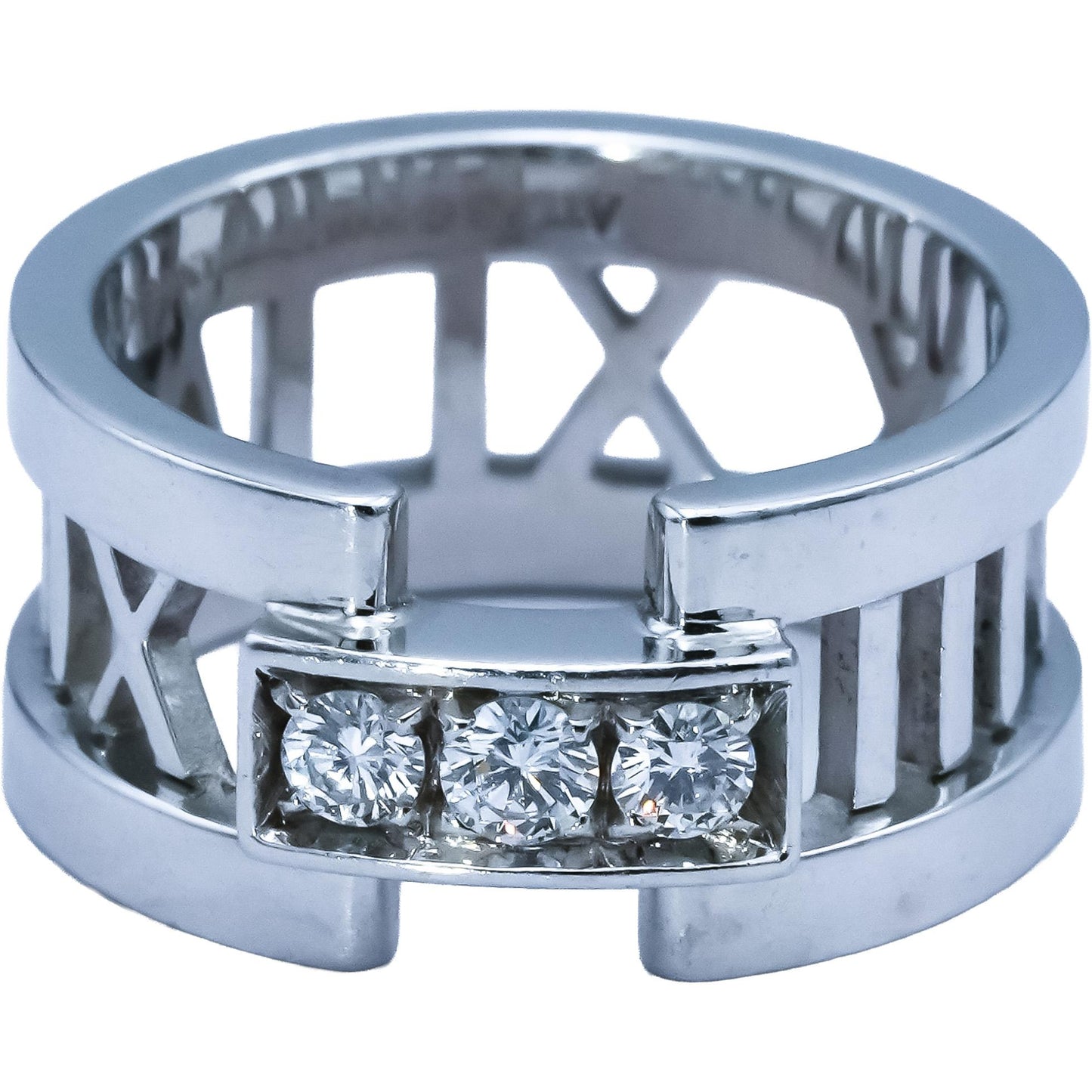 TIFFANY & CO. 18k White Gold VS Diamond Atlas Ring 0.12CT Size 4.25 4995 Retail
