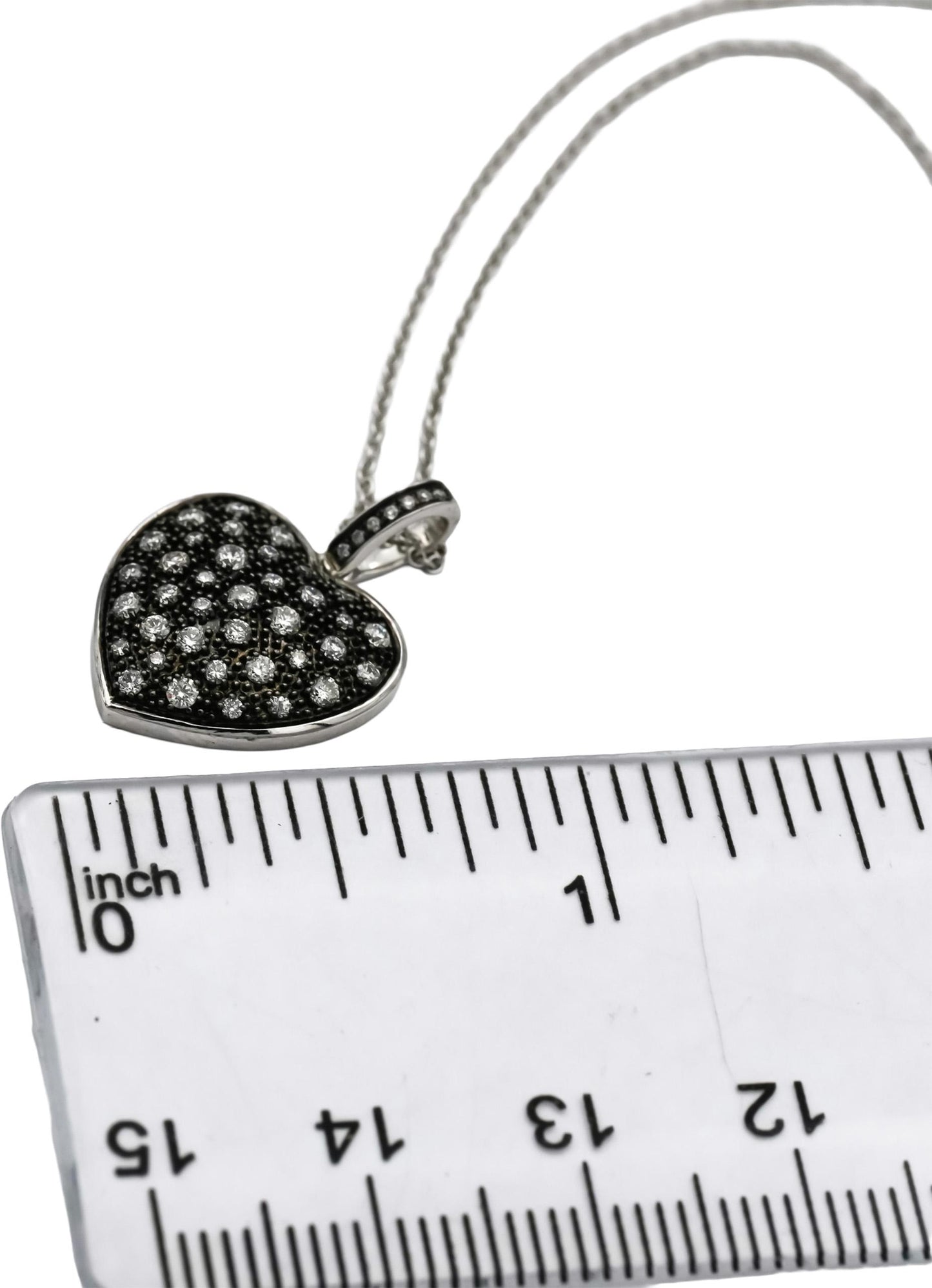 14k White Gold & Rhodium Diamond Heart Pendant Necklace 0.25CT