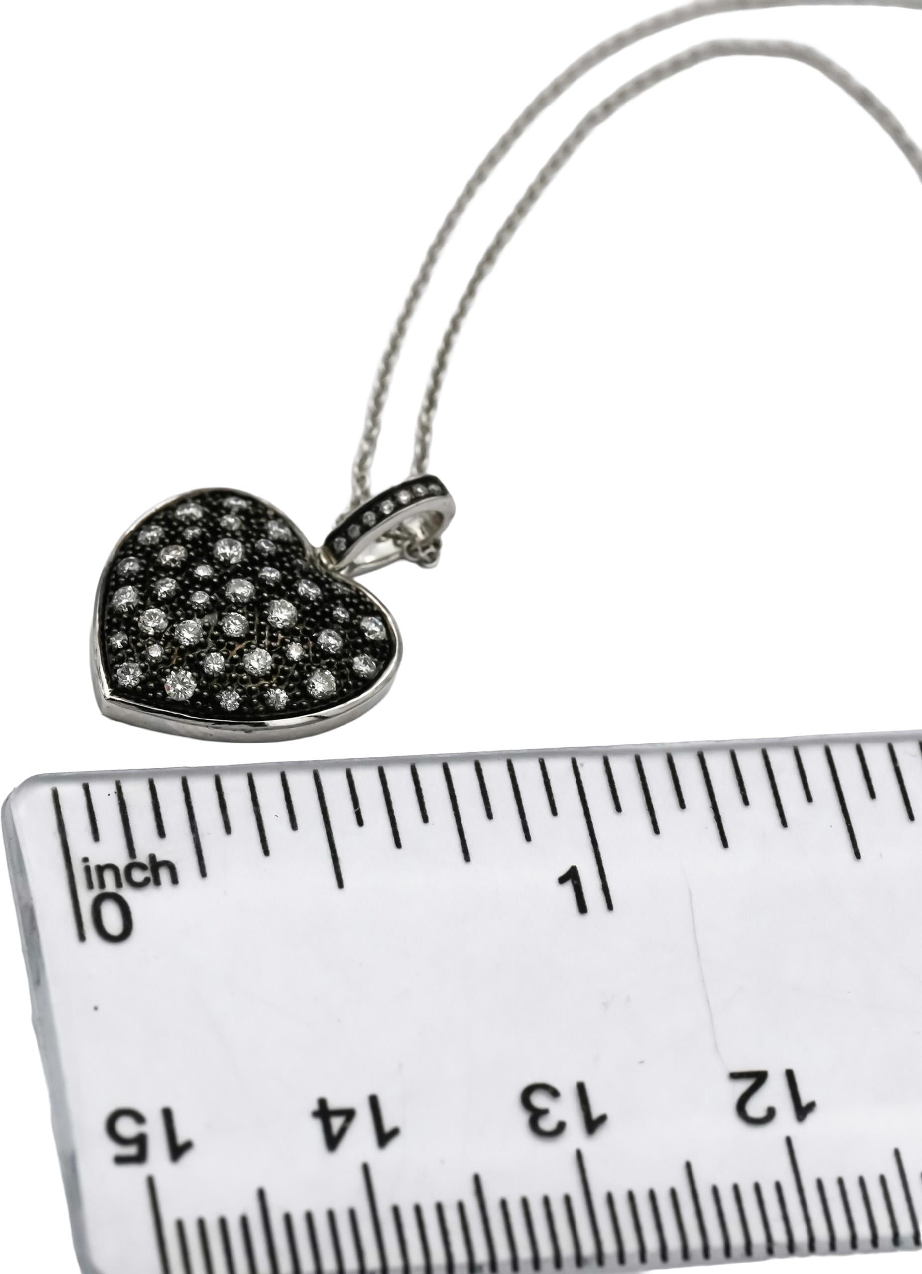 14k White Gold & Rhodium Diamond Heart Pendant Necklace 0.25CT
