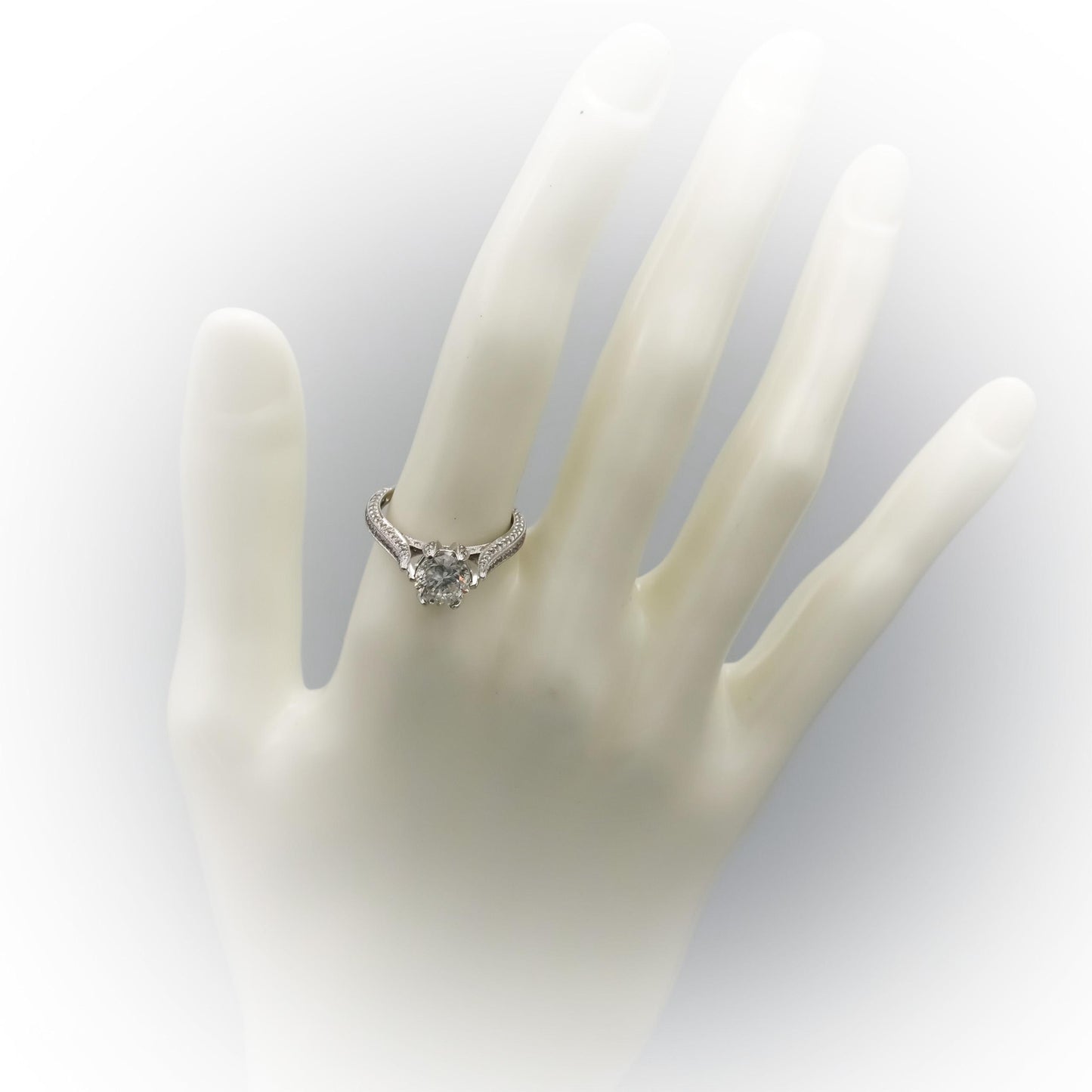 14k White Gold Round Diamond Engagement Ring 2.02CT w/ 1.52CT Center Size 7