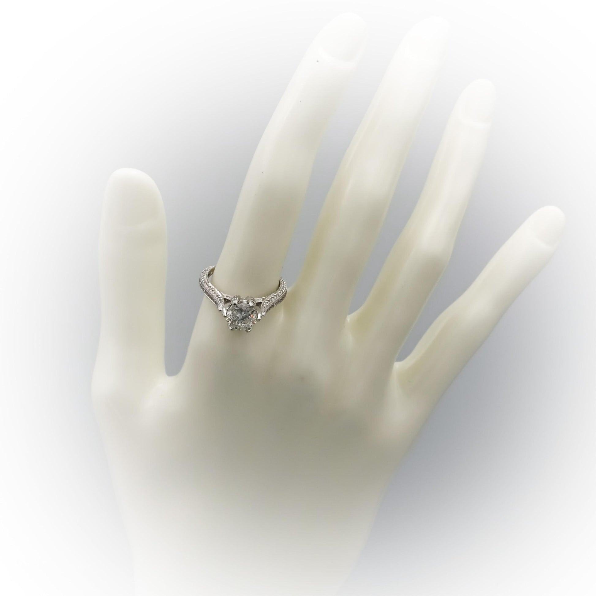 14k White Gold Round Diamond Engagement Ring 2.02CT w/ 1.52CT Center Size 7