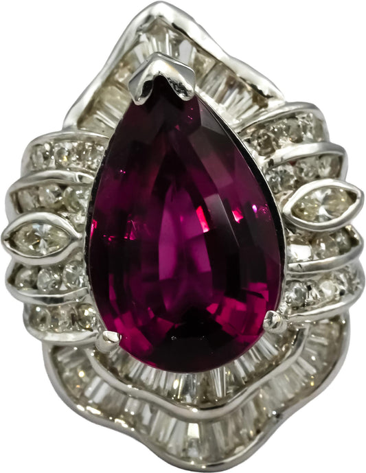 18k White Gold Tourmaline and Diamond Cocktail Ring 5.30CT Size 7.5