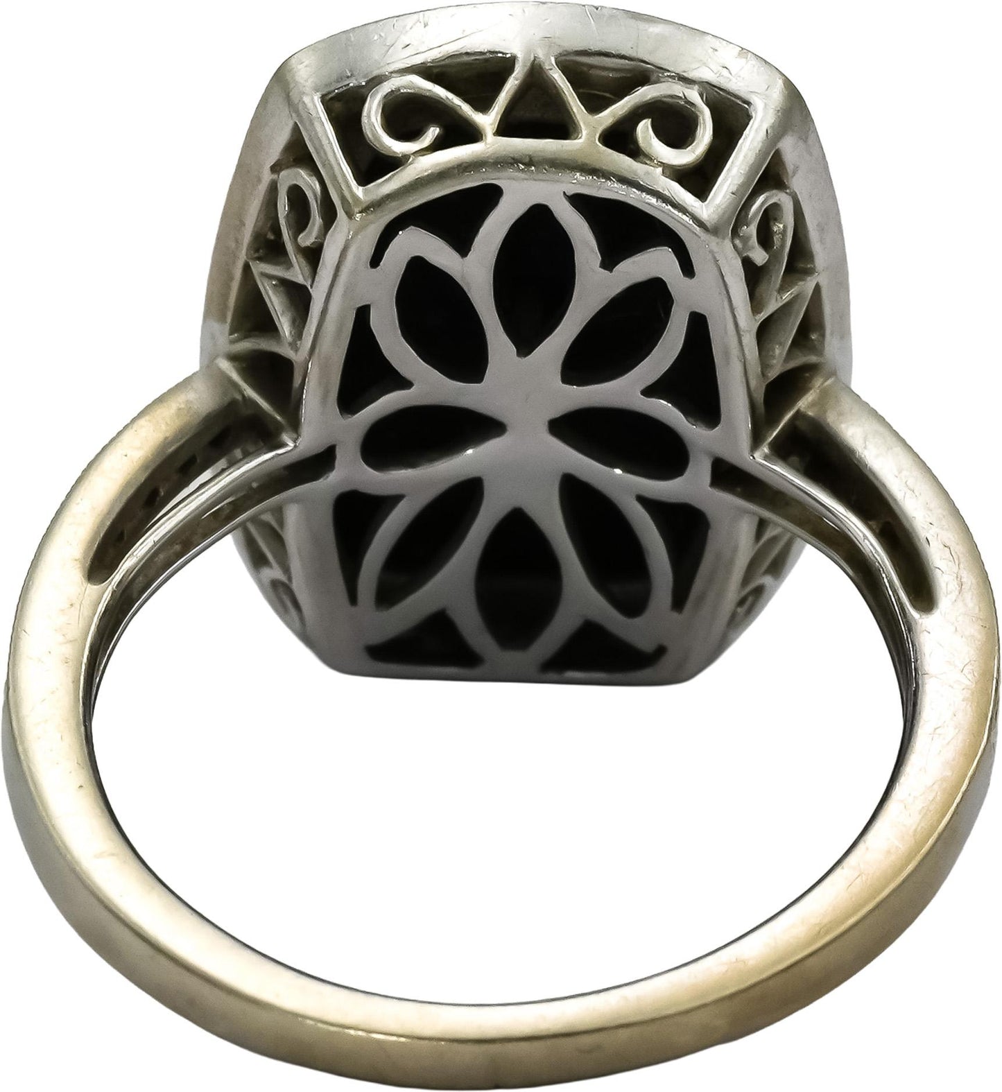 14k White Gold VS Diamond and Onyx Cocktail Ring 0.35CT Size 6.5