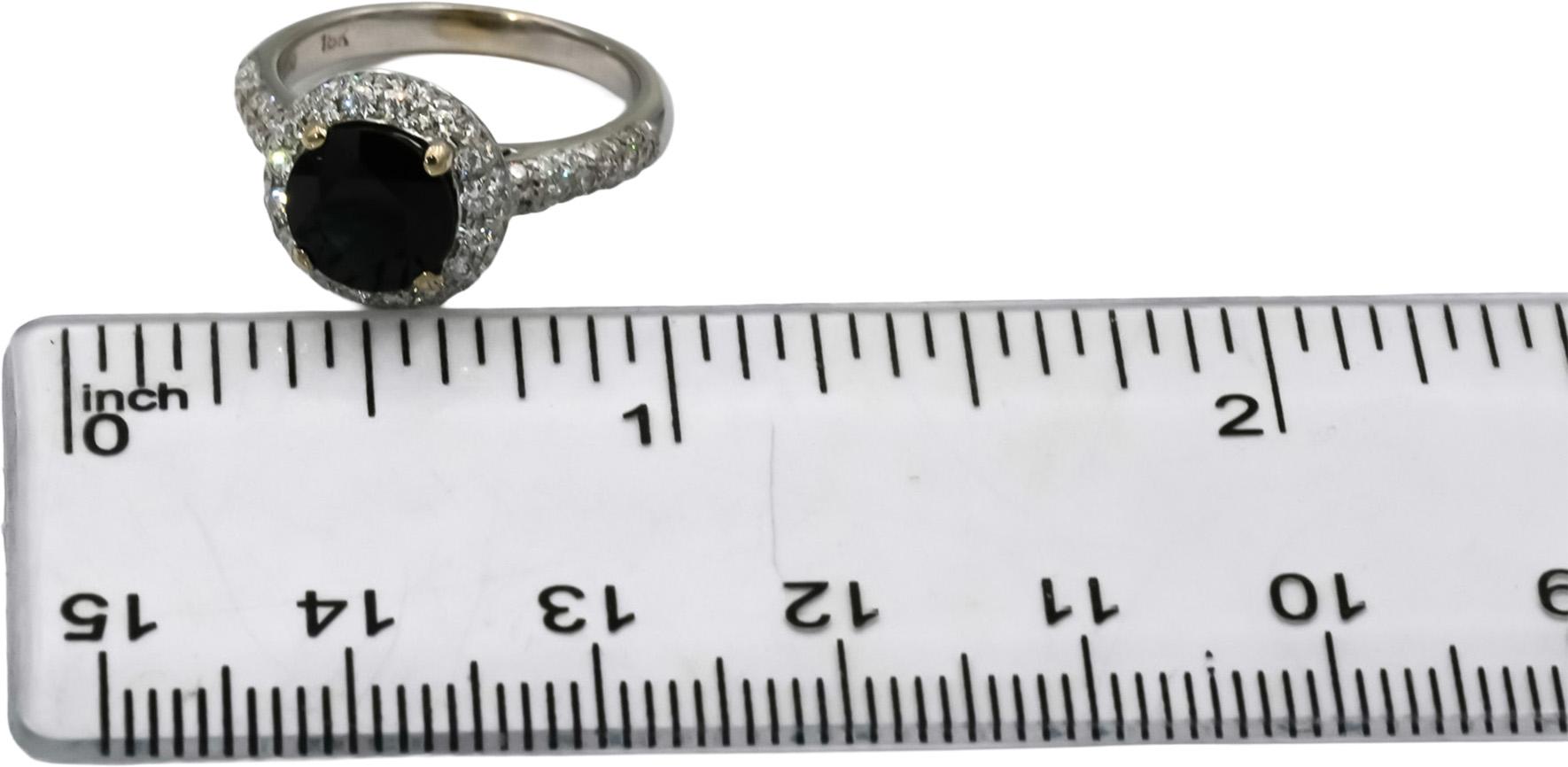 18k White Gold Diamond and Blue Sapphire Halo Cocktail Ring 3.0CT Size 4.5