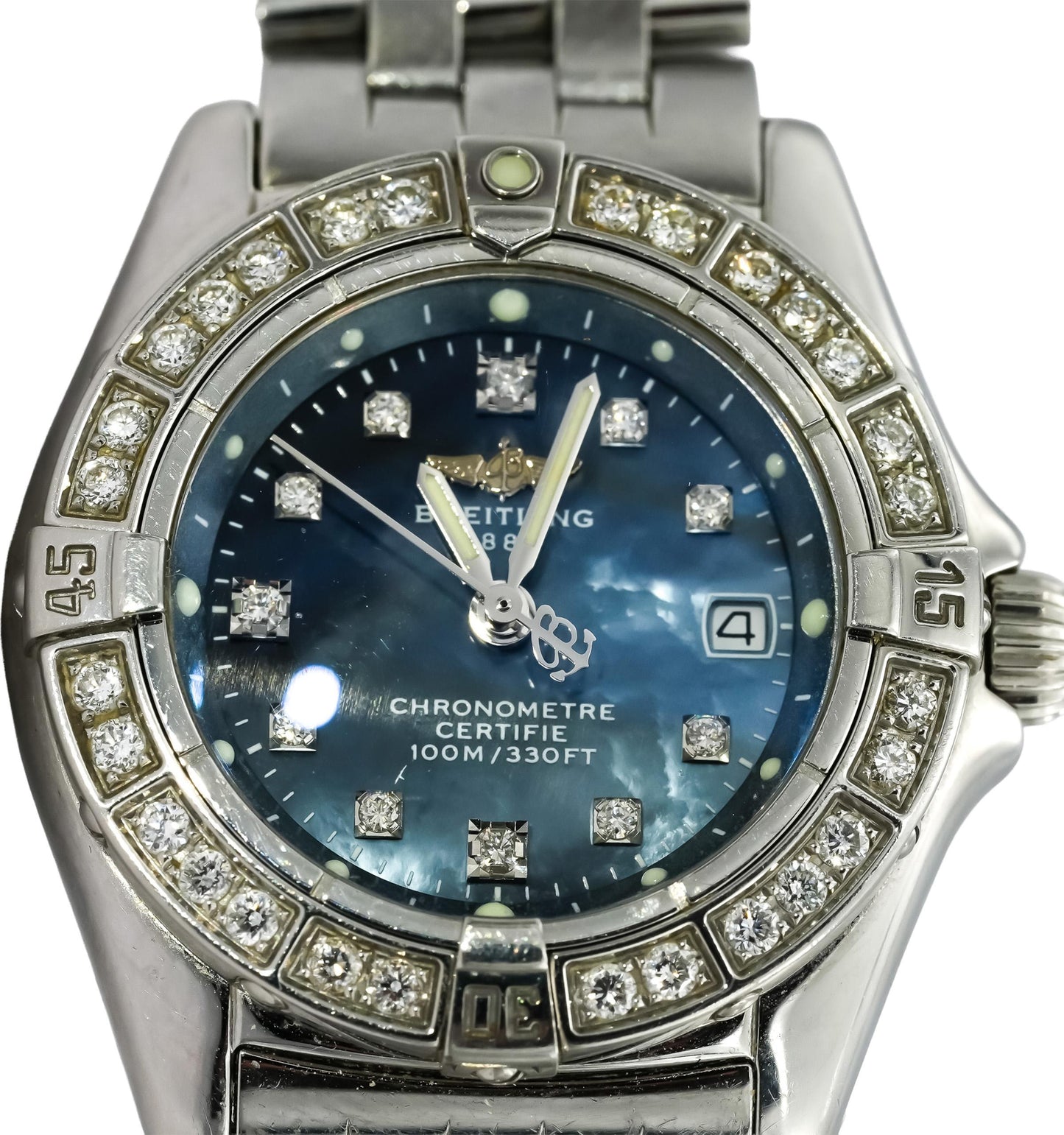 BREITLING Stainless Steel Callistino Factory Bezel Dial Quartz Watch Ref. A72345