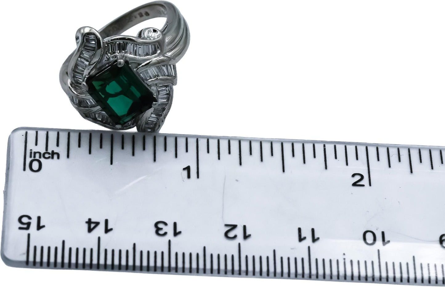 Platinum Diamond and Green Tourmaline Cocktail Ring 3.82CT Size 6