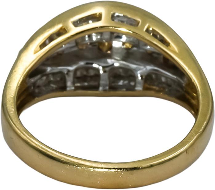 14k Yellow Gold Round and Baguette Cut Diamond Band Ring 0.50CT Size 7
