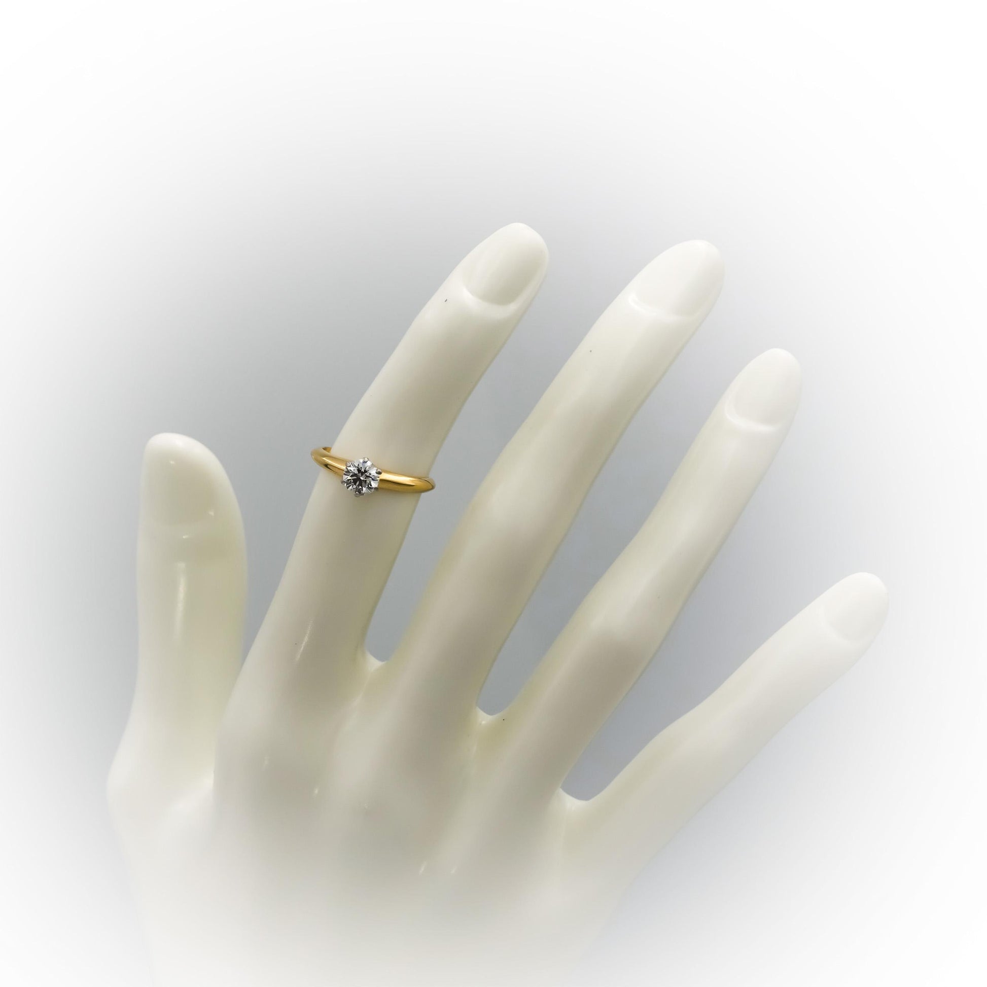 TIFFANY & CO. 18k Gold Platinum VVS1/G Diamond Solitaire Ring .52CT w/ Papers