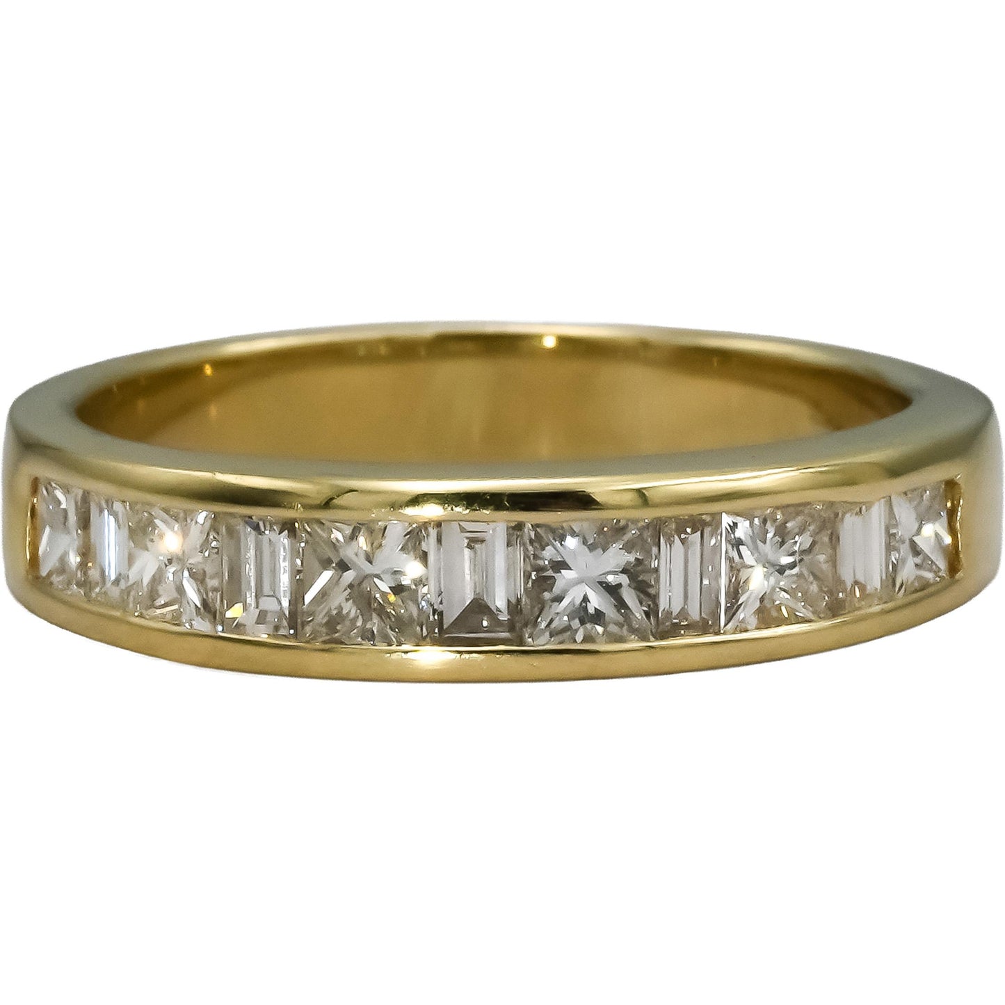 14k Yellow Gold Baguette Princess Diamond Anniversary Band Ring 0.75CT Size 6.25