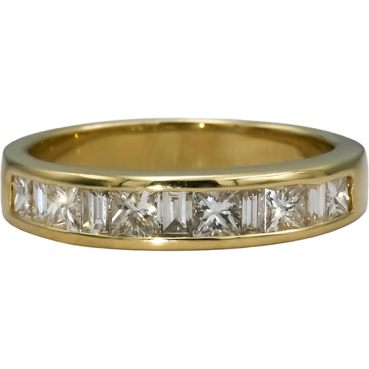 14k Yellow Gold Baguette Princess Diamond Anniversary Band Ring 0.75CT Size 6.25