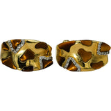 14k Yellow Gold Diamond and Tiger's Eye Curved Earrings 0.30CT