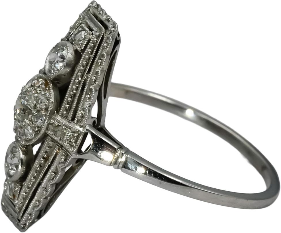 Vintage Antique 10k White Gold Diamond Dinner Ring 0.50CT Size 10.75