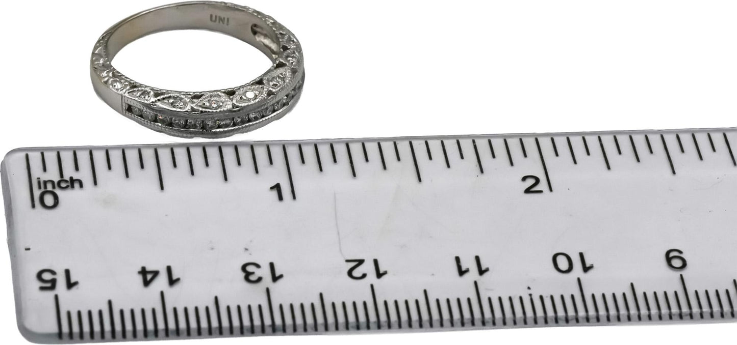 14k White Gold VS Diamond Antique Style Milgrain Band Ring 0.40CT Size 7
