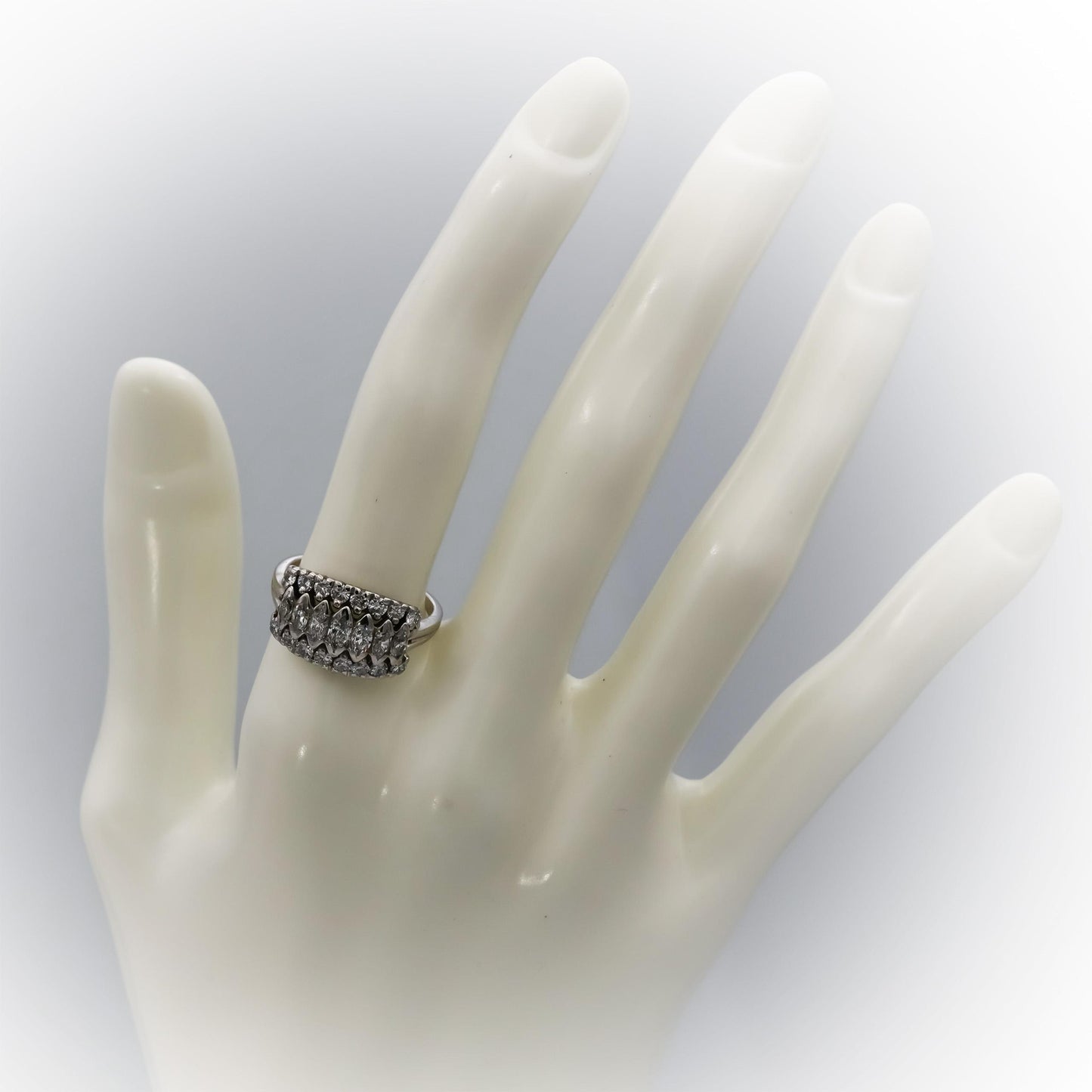 Vintage 14k White Gold VS Round and Marquise Diamond Ring 1.0CT Size 7