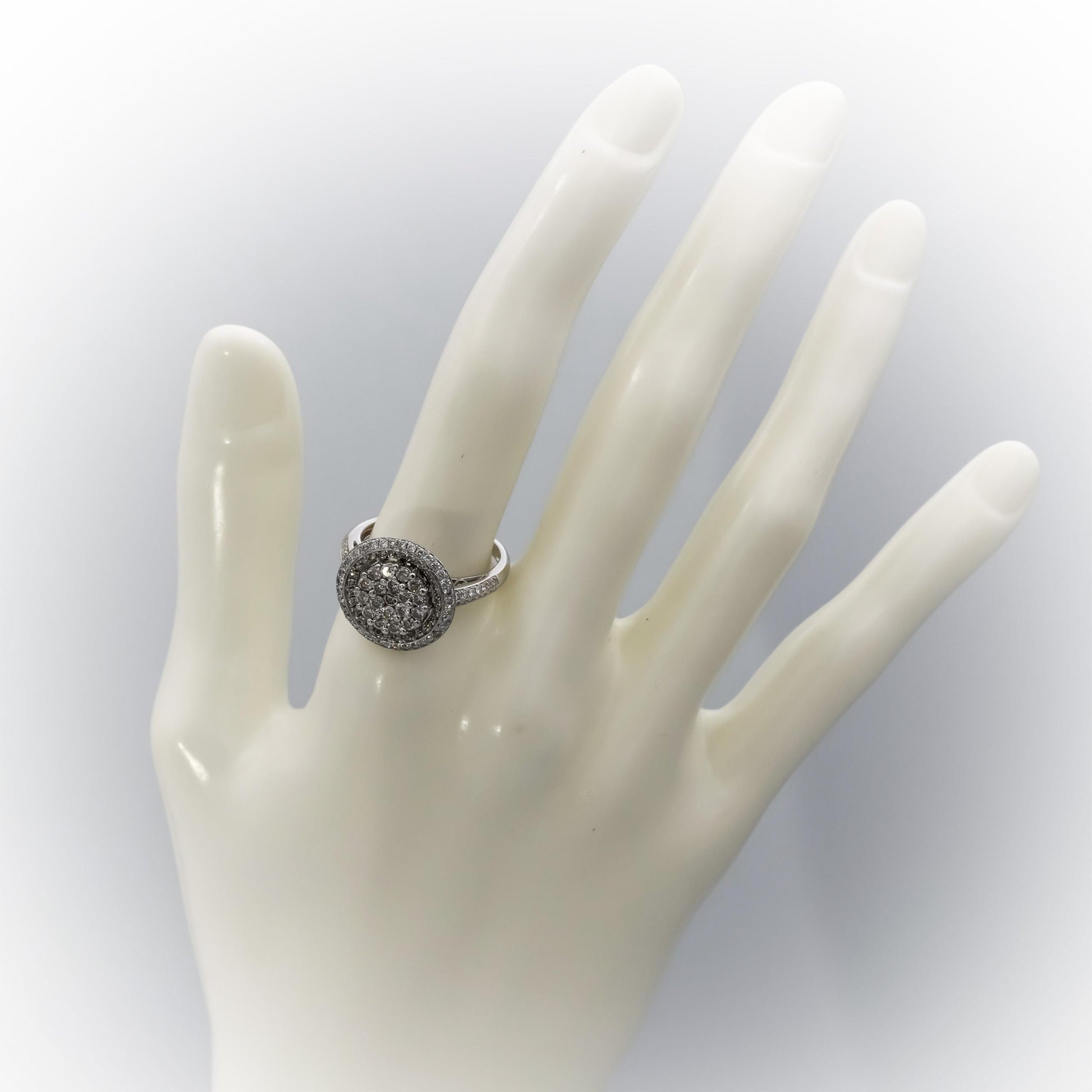 14k White Gold VS Round Diamond Cluster Cocktail Ring 1.0CT Size 8