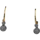 14k Yellow Gold Round Diamond Dangle Disc Earrings 0.25CT