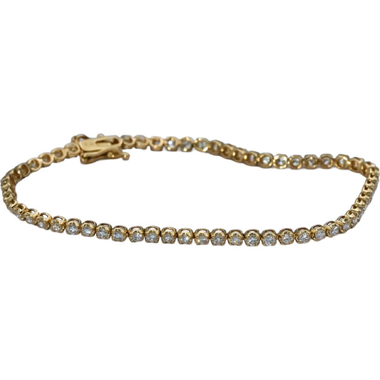 14k Yellow Gold VS Lab-Grown Diamond Tennis Bracelet 1.90CT