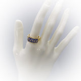 14k Yellow Gold Pear Tanzanite Cocktail Ring 2.40CT Size 8.25 w/ Diamond Accents