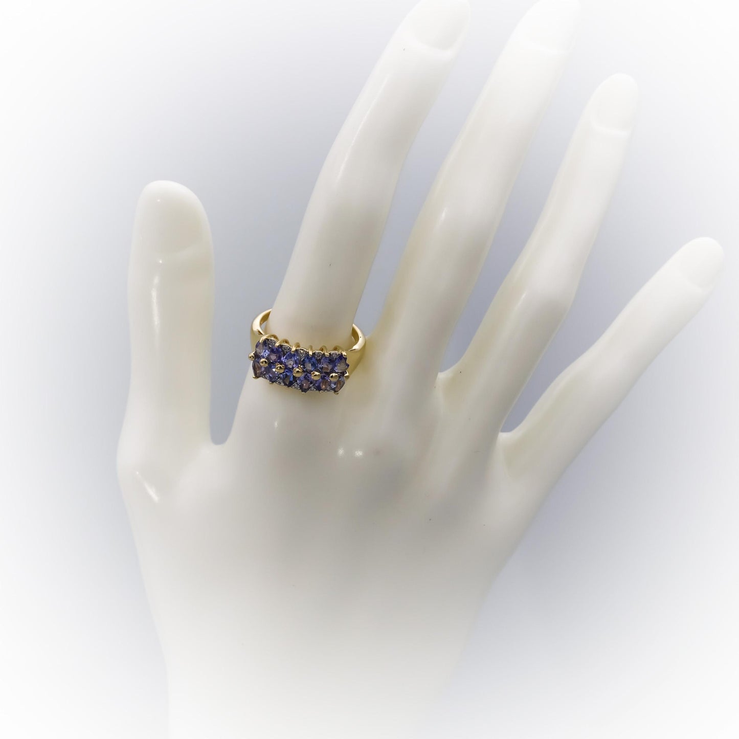 14k Yellow Gold Pear Tanzanite Cocktail Ring 2.40CT Size 8.25 w/ Diamond Accents