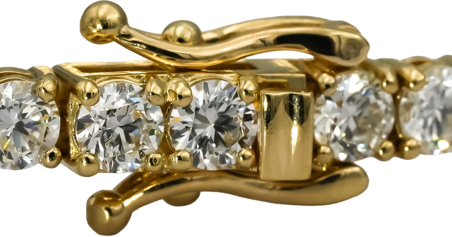 14k Yellow Gold VS Round Diamond Tennis Bracelet 7.01CT