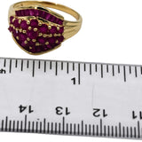 14k Yellow Gold Round and Baguette Cut Ruby Cocktail Ring 1.50CT Size 9.25