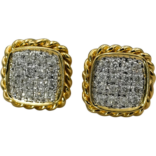 14k Yellow Gold VS Round Diamond Cluster Stud Earrings 0.33CT
