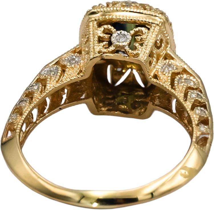 14k Yellow Gold Diamond and Bi-Color Sapphire Cocktail Ring 1.28CT Size 8