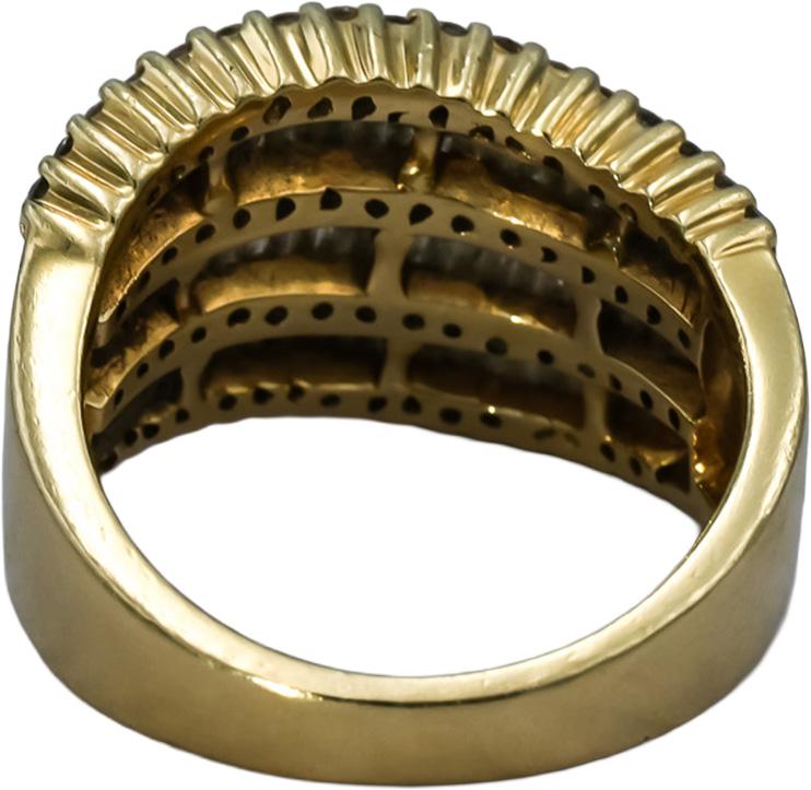 EFFY 14k Yellow Gold Round & Baguette Cut Diamond Wavy Band Ring 1.0CT Size 5.75